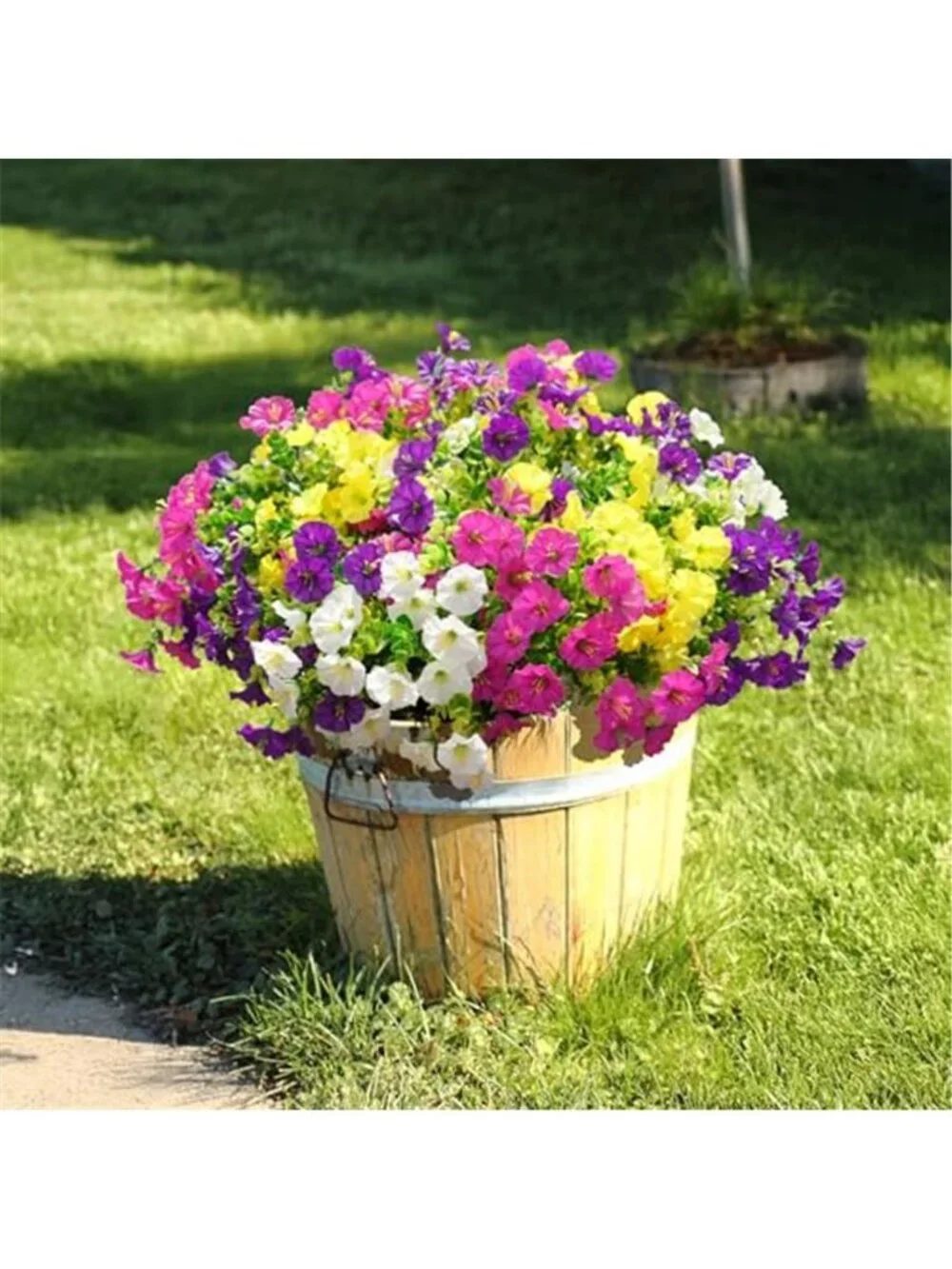 12 Bundle Silk Morning Glory Faux Flowers UV Resistant Outdoor Planter Decor